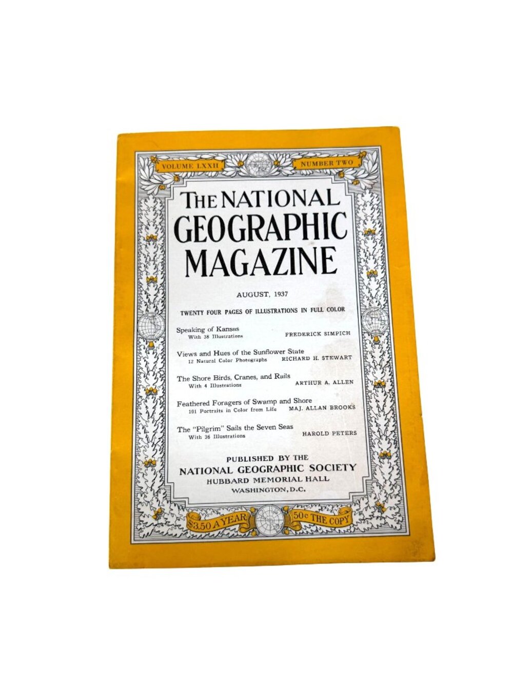 National Geographic Magazine Volume LXXII August 1937 Collectible Full Color Ads